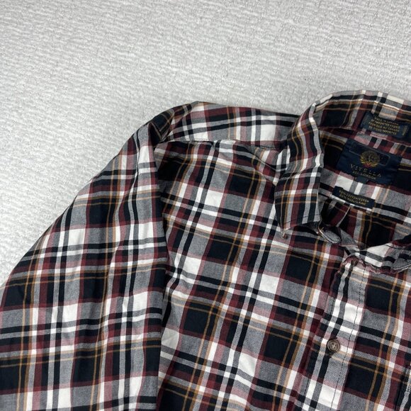 Viyella Shirt Men XL Red & Black Plaid Wool Blend Lumberjack Flannel Made Canada - Picture 3 of 16
